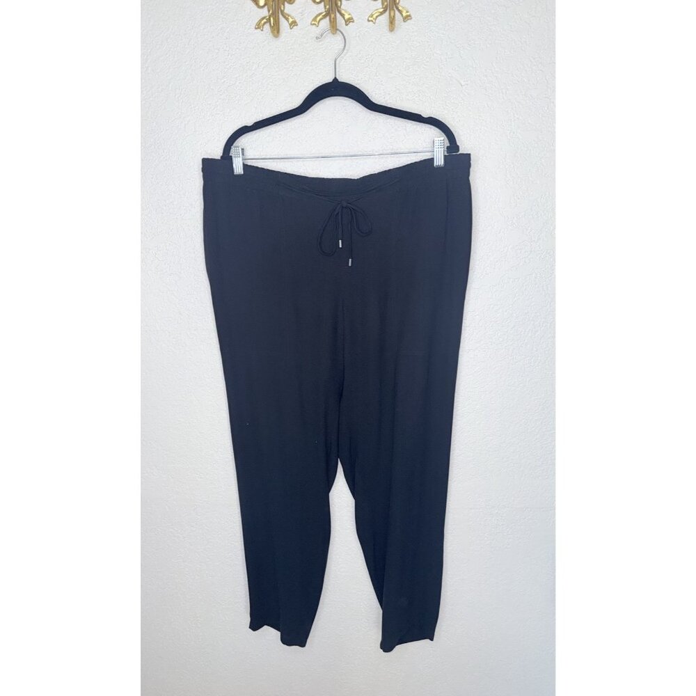 Eileen Fisher 100% Silk Trousers Pants Tie Waist Elastic Back Black Size Large M